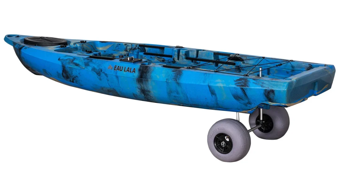 Chariot-de-transport-bigfoot-pour-kayak Chariot de transport BIG FOOT avec kayak de pêche